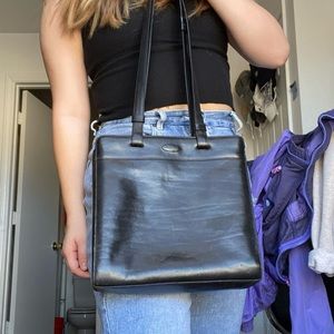 Vintage Oroton Black Leather Shoulder Bag
